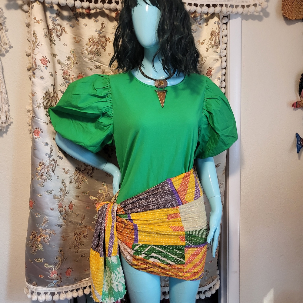 Green Puff Sleeve Top